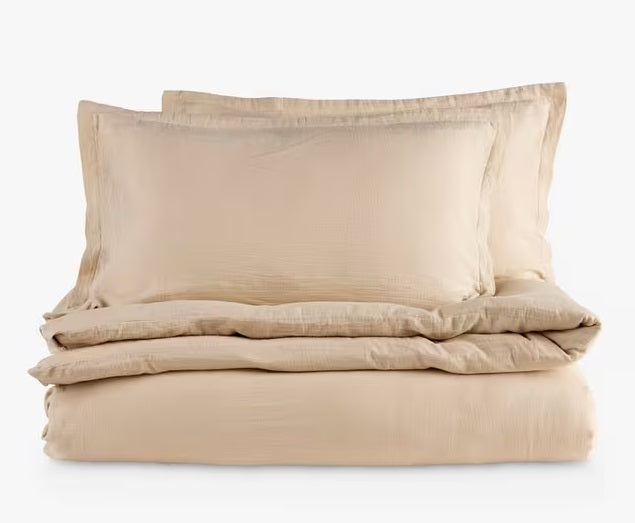Christy Organic Retreat Cotton Double 200x200cm Duvet Cover Set - Oat Beige