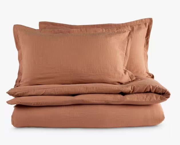 Christy Organic Retreat Soft Cotton Super King Duvet Cover Set - Clay - Kazoop 