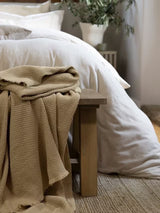 Christy Madeira Cosy Textured Weave Cotton Throw 140 x 180cm - Stone Beige