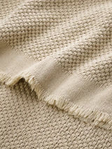 Christy Madeira Cosy Textured Weave Cotton Throw 140 x 180cm - Stone Beige