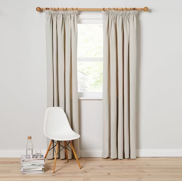 John Lewis Arlo Pair Lined Pencil Pleat Curtains W228 x Drop 274cm - Putty