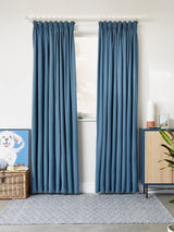John Lewis Arlo Pair Lined Pencil Pleat Curtains W228 x Drop 274cm - Blue