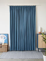 John Lewis Arlo Pair Lined Pencil Pleat Curtains W228 x Drop 274cm - Blue