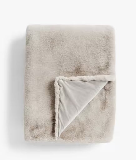 John Lewis Soft Cosy Decorative Faux Fur Throw Blanket 200 x 150cm - Fawn