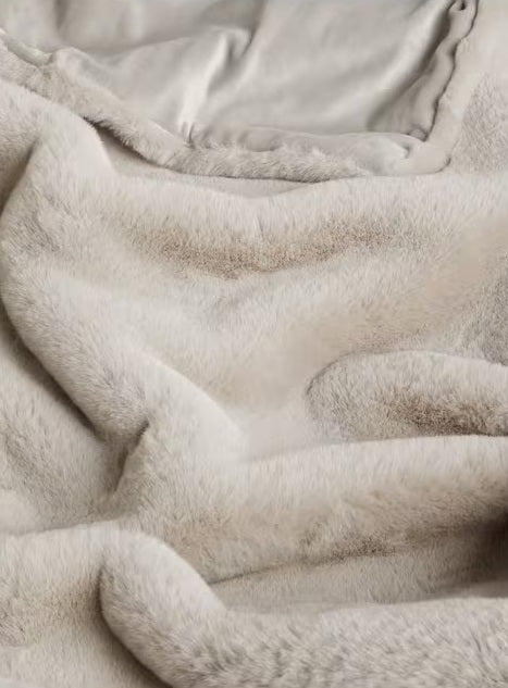 John Lewis Soft Cosy Decorative Faux Fur Throw Blanket 200 x 150cm - Fawn