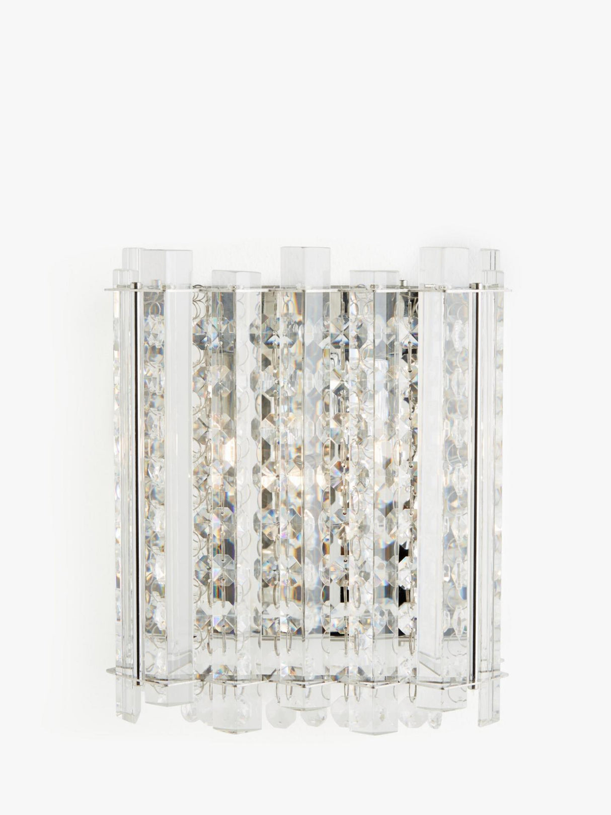 John Lewis Dazzle Dimmable Crystal Mirrored Wall Light Clear H21.6xW18xD11cm