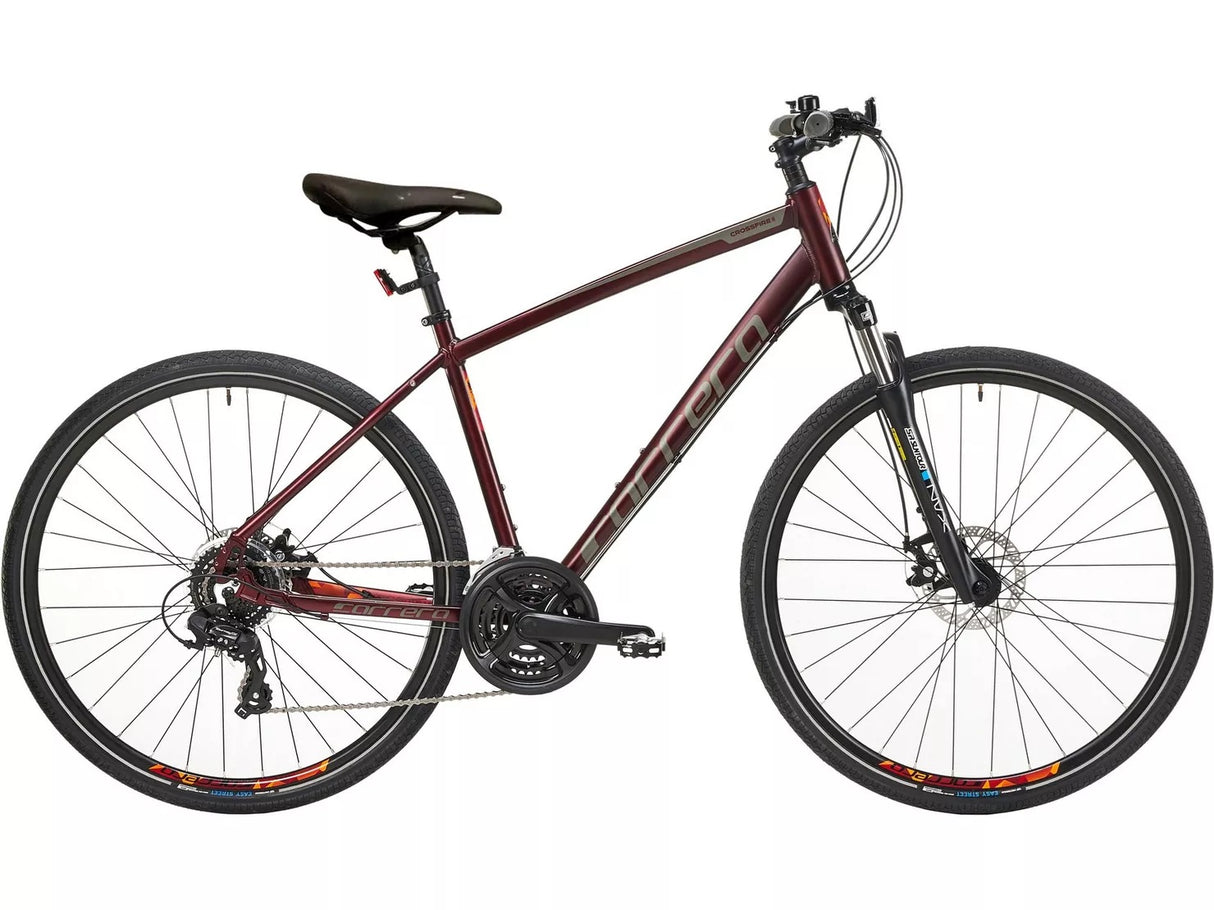 Carrera Crossfire 2 Mens 24-Speed Hybrid Bike - Dark Red - Small 17'' Frame