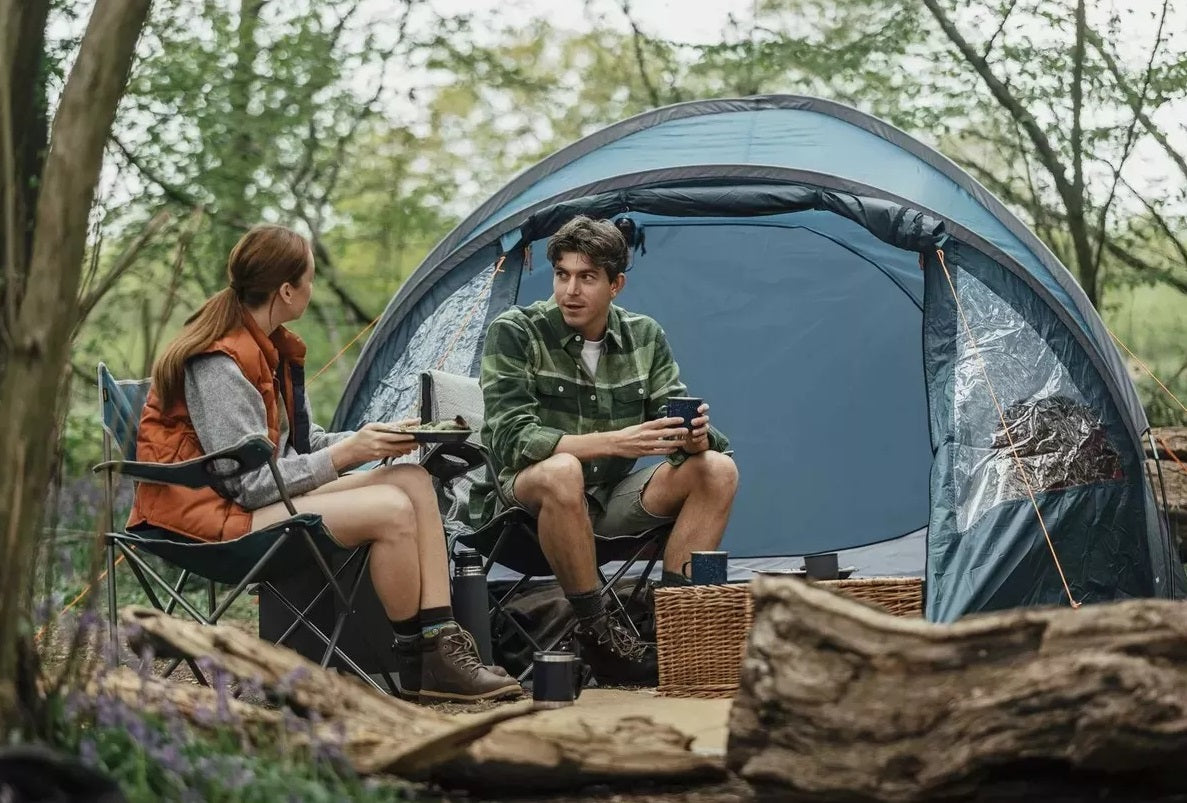 Halfords Outdoor Camping Hiking 4 Person UV Resistant Double Skin Dome Tent - Kazoop 