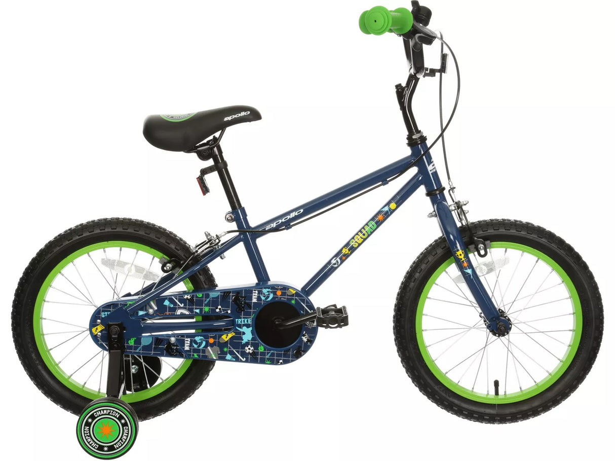 Apollo Squad 16" Wheel Boys 5-9 Years Kids Bike with Stabilisers - Blue