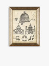 John Lewis Vintage Architecture Framed Prints 47 x 37cm Set of 4 - Gold