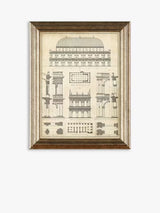 John Lewis Vintage Architecture Framed Prints 47 x 37cm Set of 4 - Gold