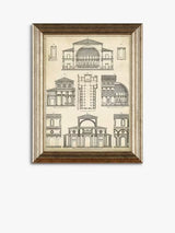 John Lewis Vintage Architecture Framed Prints 47 x 37cm Set of 4 - Gold