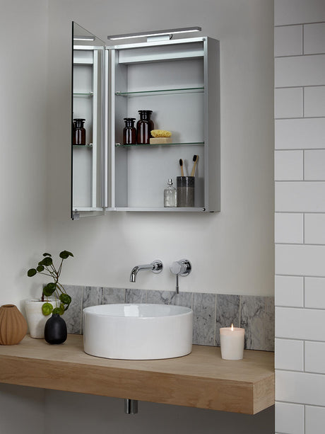 John Lewis Ariel Single Mirrored & Illuminated Bathroom Cabinet 72 x 50cm