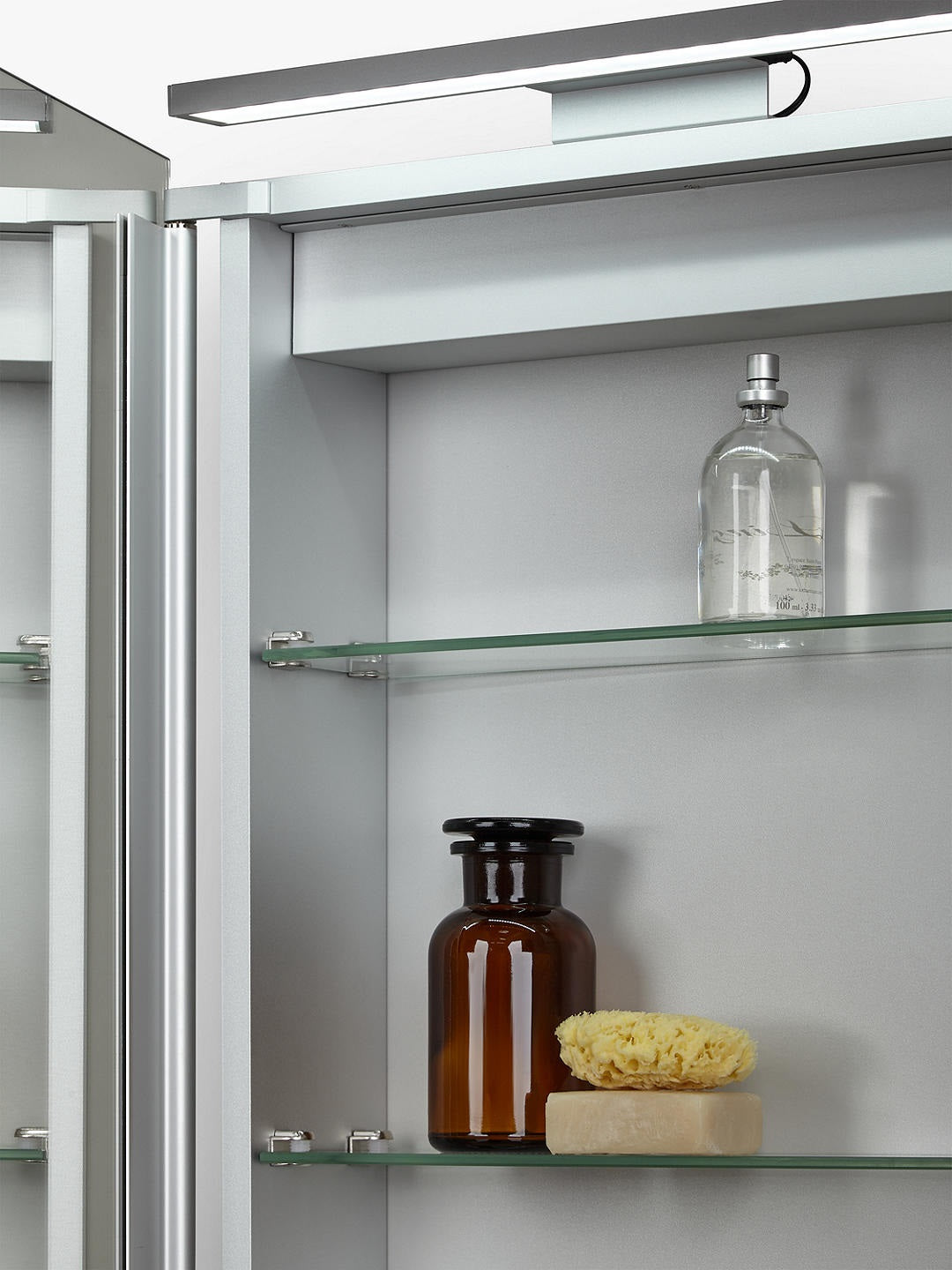 John Lewis Ariel Single Mirrored & Illuminated Bathroom Cabinet 72 x 50cm