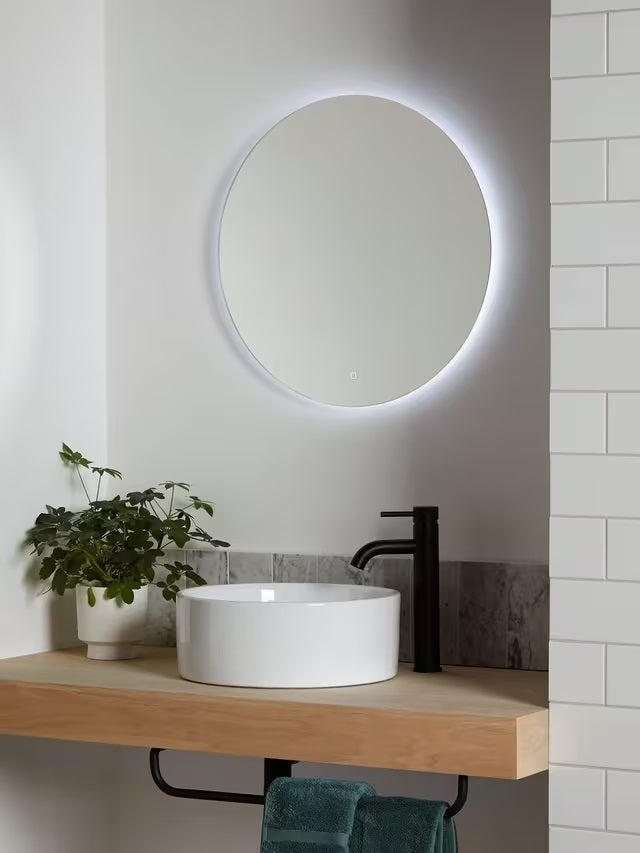 John Lewis Halo Wall Mounted Illuminated 80cm Large Round Bathroom Mirror