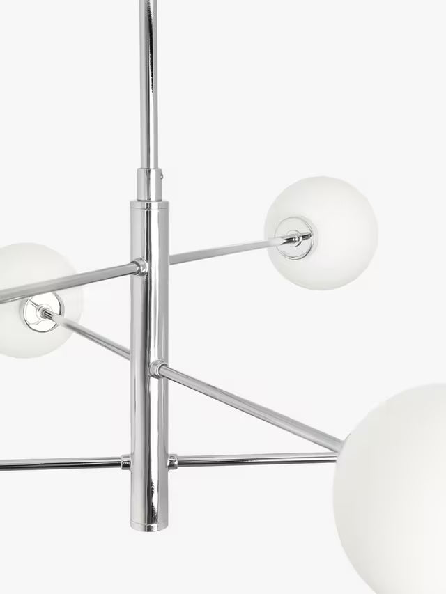 John Lewis Parity Modern 6 Arm Glass Globe Shades Ceiling Light - Chrome