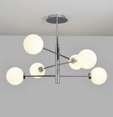 John Lewis Parity Modern 6 Arm Glass Globe Shades Ceiling Light - Chrome
