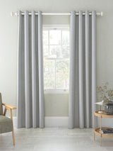 John Lewis Silk Pair Blackout Lined Eyelet Curtains W167 x Drop 228cm Silver