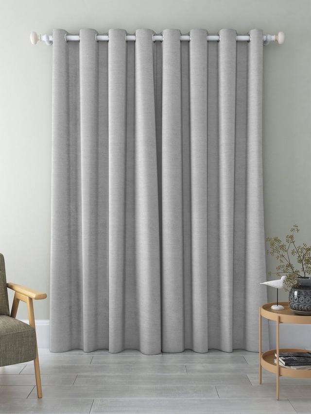 John Lewis Silk Pair Blackout Lined Eyelet Curtains W167 x Drop 228cm Silver