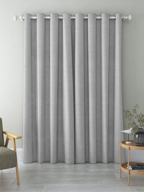 John Lewis Silk Pair Blackout Lined Eyelet Curtains W167 x Drop 228cm Silver