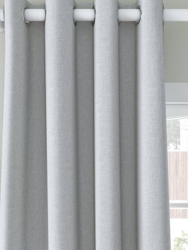 John Lewis Premium Pair Blackout Lined Eyelet Curtains 228 x 137cm - Silver - Kazoop 