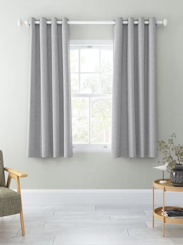 John Lewis Premium Pair Blackout Lined Eyelet Curtains 228 x 137cm - Silver - Kazoop 