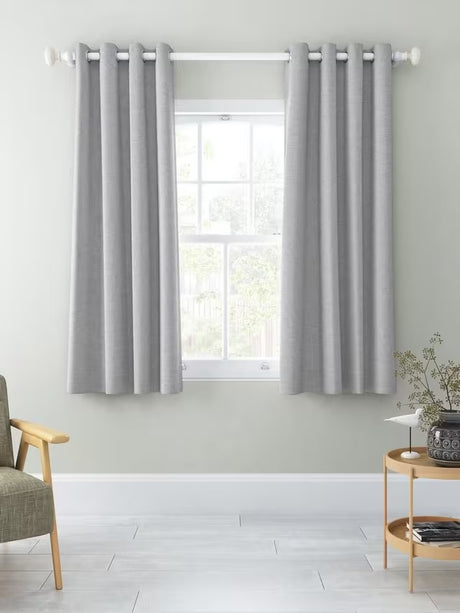 John Lewis Premium Pair Blackout Lined Eyelet Curtains 228 x 137cm - Silver - Kazoop 