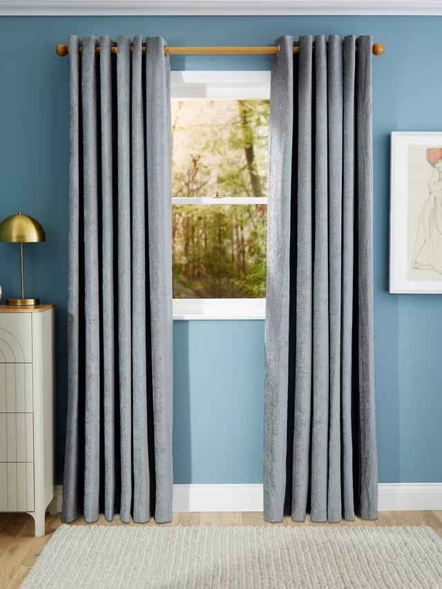 John Lewis Chenille Blackout/Thermal Eyelet Curtains W167 x D228cm - Storm