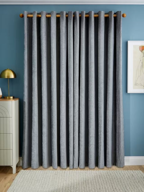 John Lewis Chenille Blackout/Thermal Eyelet Curtains W167 x D228cm - Storm