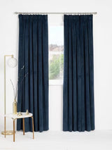 John Lewis Velvet Pair Lined Pencil Pleat Curtains W228 x Drop 182cm - Navy