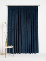 John Lewis Velvet Pair Lined Pencil Pleat Curtains W228 x Drop 182cm - Navy