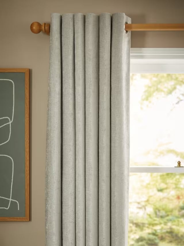John Lewis Chenille Blackout/Thermal Lined Eyelet Curtains 228x228cm - Flint