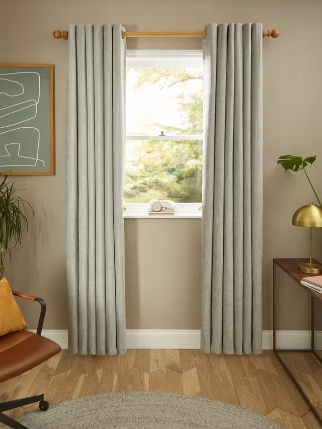 John Lewis Chenille Blackout/Thermal Lined Eyelet Curtains 228x228cm - Flint