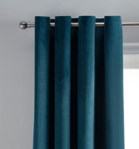 John Lewis Polyester Velvet Pair Lined Eyelet Curtains 228 x 228cm - Teal