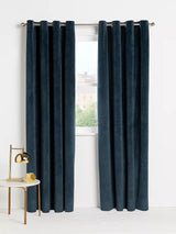 John Lewis Velvet Polyester Pair Lined Eyelet Curtains 228 x 228cm - Navy - Kazoop 