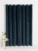 John Lewis Velvet Polyester Pair Lined Eyelet Curtains 228 x 228cm - Navy - Kazoop 