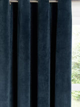 John Lewis Velvet Polyester Pair Lined Eyelet Curtains 228 x 228cm - Navy - Kazoop 