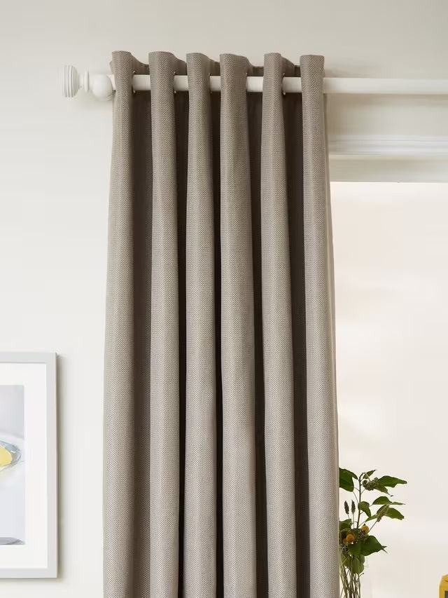 John Lewis Basket Weave Blackout Lined Eyelet Curtains W167 x D228cm - Mocha