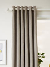 John Lewis Basket Weave Blackout Lined Eyelet Curtains W167 x D228cm - Mocha