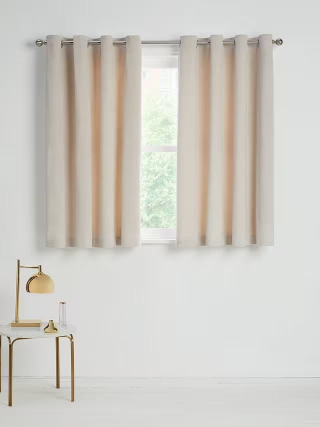 John Lewis Velvet Pair Lined Eyelet Curtains W228 x Drop 137cm - Champagne