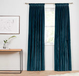 John Lewis Velvet Pair Lined Pencil Pleat Curtains W228 x Drop 274cm - Teal - Kazoop 