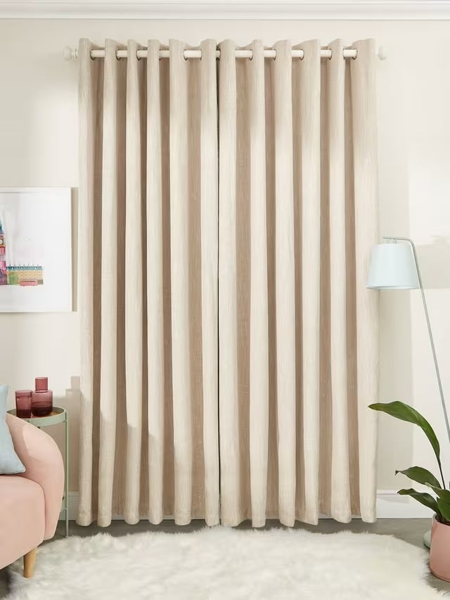 John Lewis Boucle Blackout Lined Eyelet Curtains 228 x 228cm - Natural White