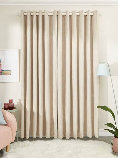 John Lewis Boucle Blackout Lined Eyelet Curtains 228 x 228cm - Natural White