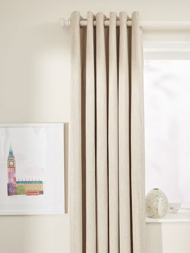 John Lewis Boucle Blackout Lined Eyelet Curtains 228 x 228cm - Natural White