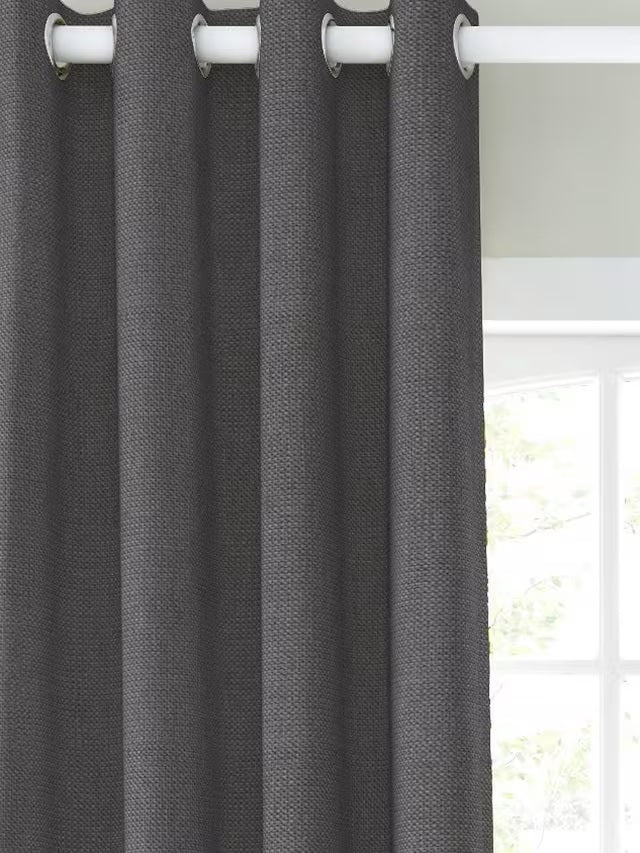 John Lewis Basket Weave Pair Thermal Lined Eyelet Curtains 228 x 228 - Grey