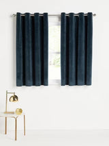 John Lewis Polyester Velvet Pair Lined Eyelet Curtains W228 x D137cm - Navy