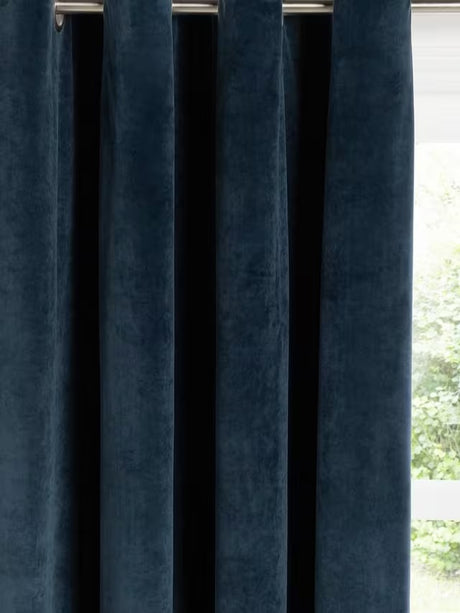 John Lewis Polyester Velvet Pair Lined Eyelet Curtains W228 x D137cm - Navy