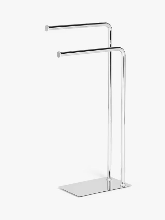 John Lewis Lux 2 Tier Small Bathroom Towel Stand H76cm - Stainless Steel