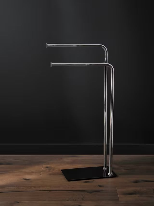 John Lewis Lux 2 Tier Small Bathroom Towel Stand H76cm - Stainless Steel