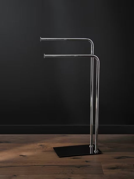 John Lewis Lux 2 Tier Small Bathroom Towel Stand H76cm - Stainless Steel